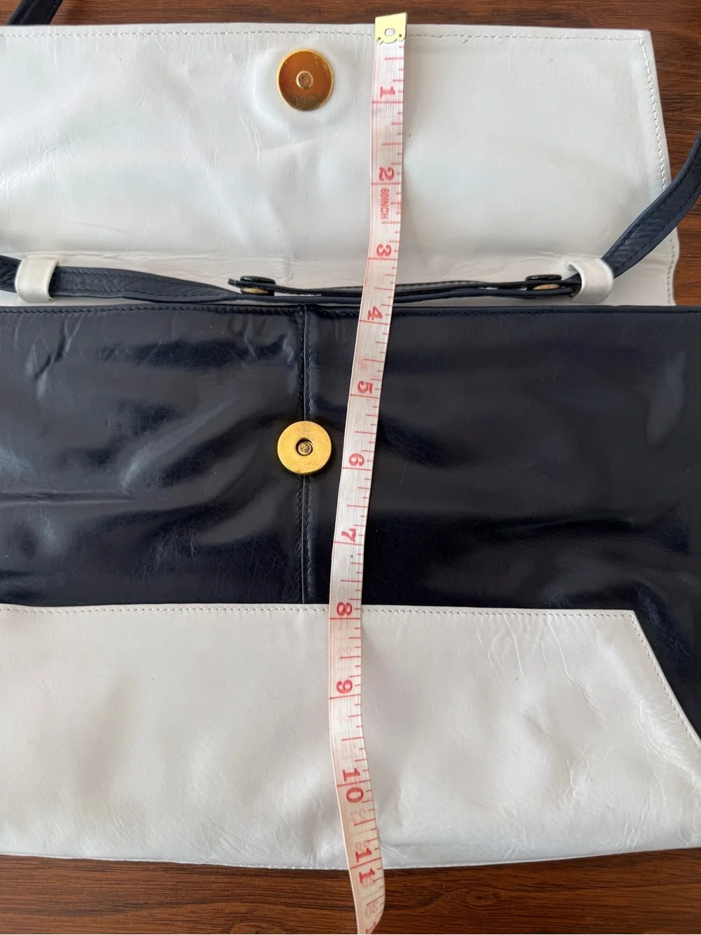 Vintage Charles Jourdan Paris Dark Navy & White Leather Convertible Shoulder Bag